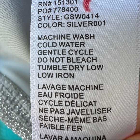 CLEARANCE GOOD AMERICAN BANDEAU SILVER METALLIC STRAPLESS BRA SWIM TOP SZ 4X NWT - Picture 3 of 6